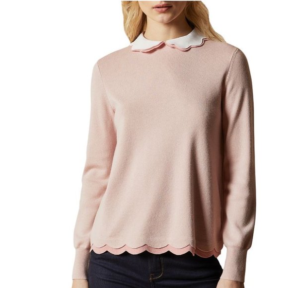 Ted Baker Lheo Scallop Detail Layered Sweater light pink size 1 *PLEASE READ* - Picture 1 of 16